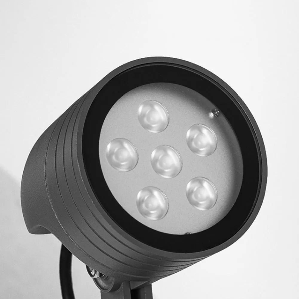 Irondale Modern Cylindrical Outdoor Ground Light – Black Metal/Glass for Garden