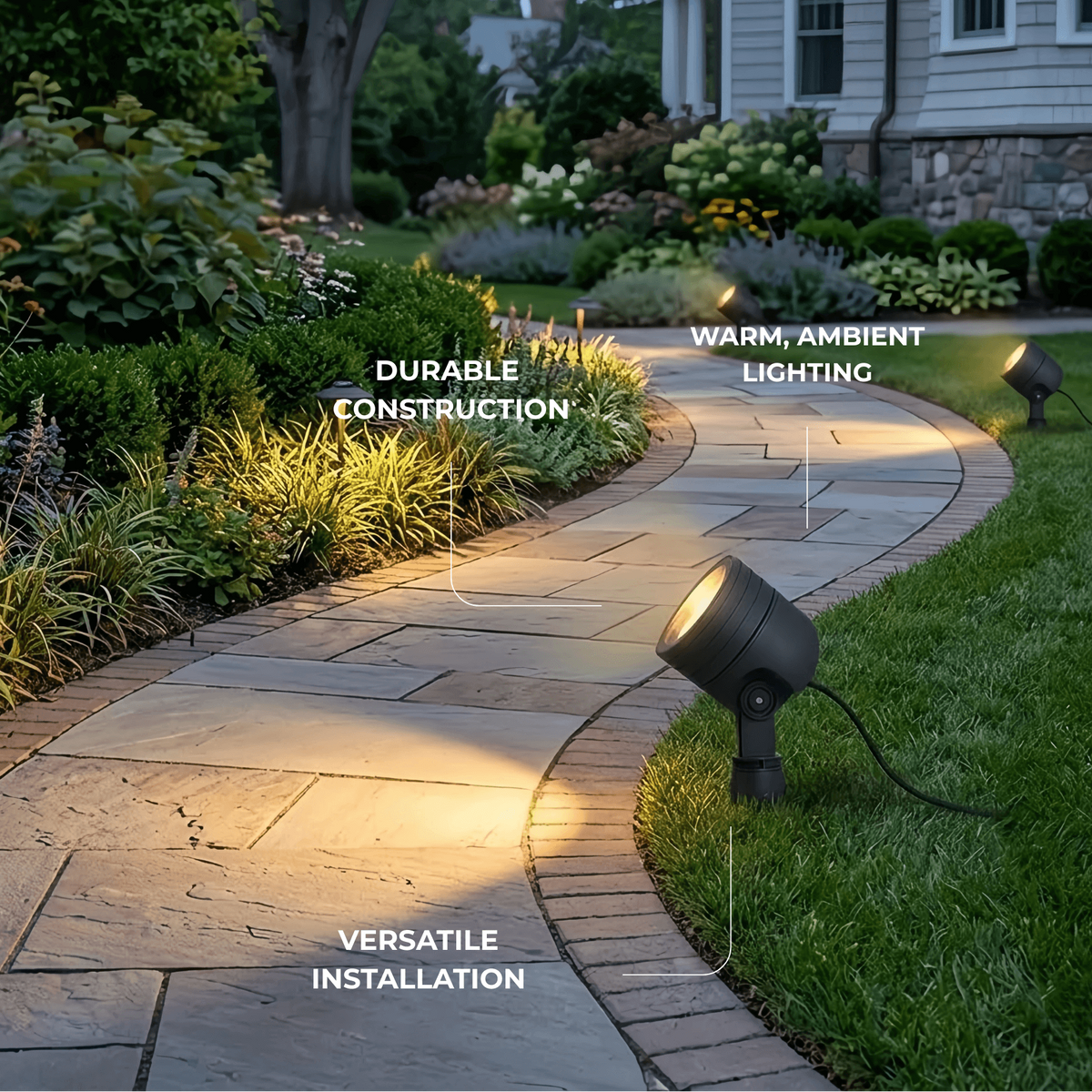 Irondale Modern Cylindrical Outdoor Ground Light – Black Metal/Glass for Garden
