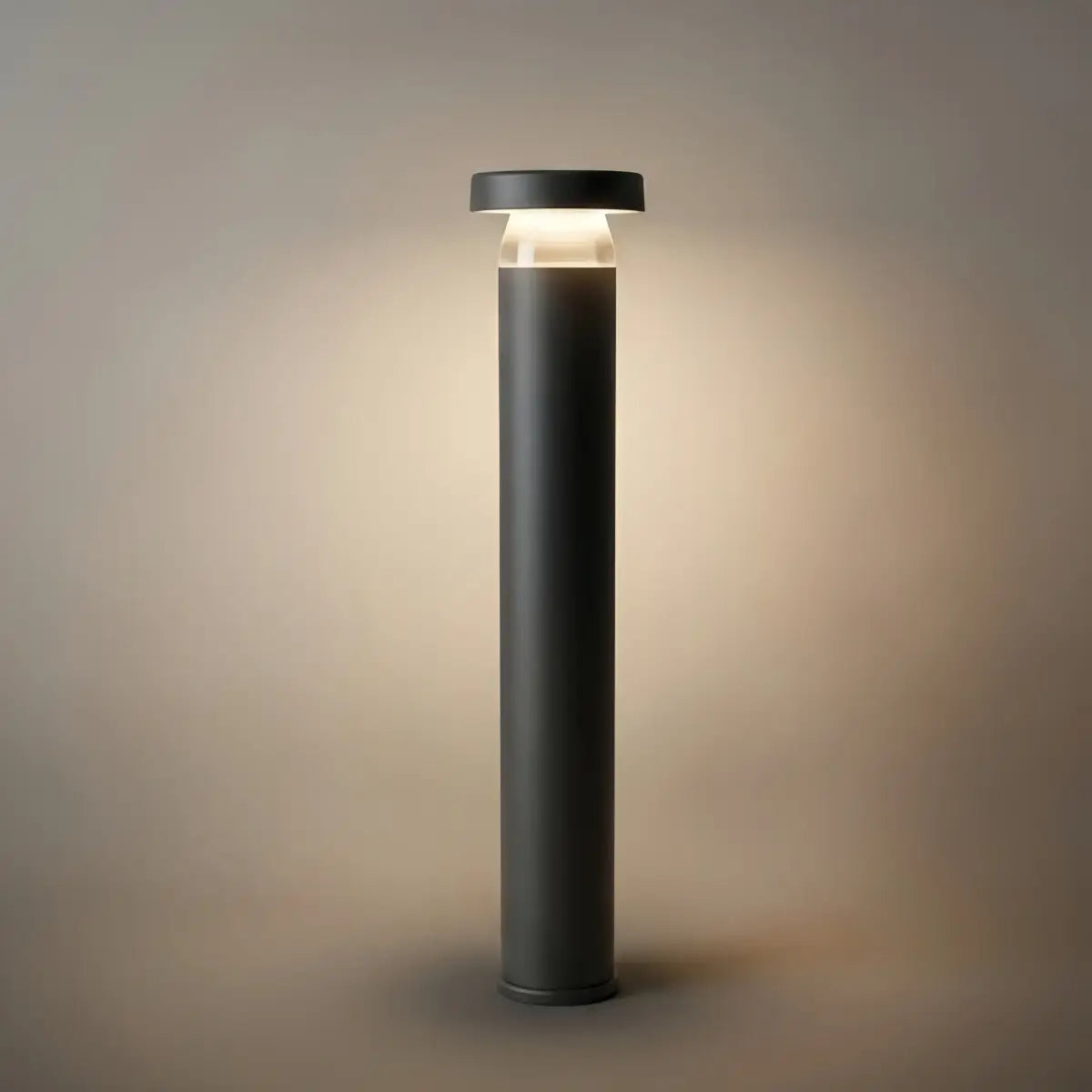 Irondale Minimalist Cylindrical Outdoor Pathway Lamp - Black Metal/Acrylic for Lawn