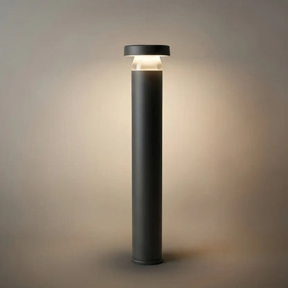 Irondale Minimalist Cylindrical Outdoor Pathway Lamp - Black Metal/Acrylic for Lawn