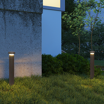 Irondale Minimalist Cylindrical Outdoor Pathway Lamp - Black Metal/Acrylic for Lawn