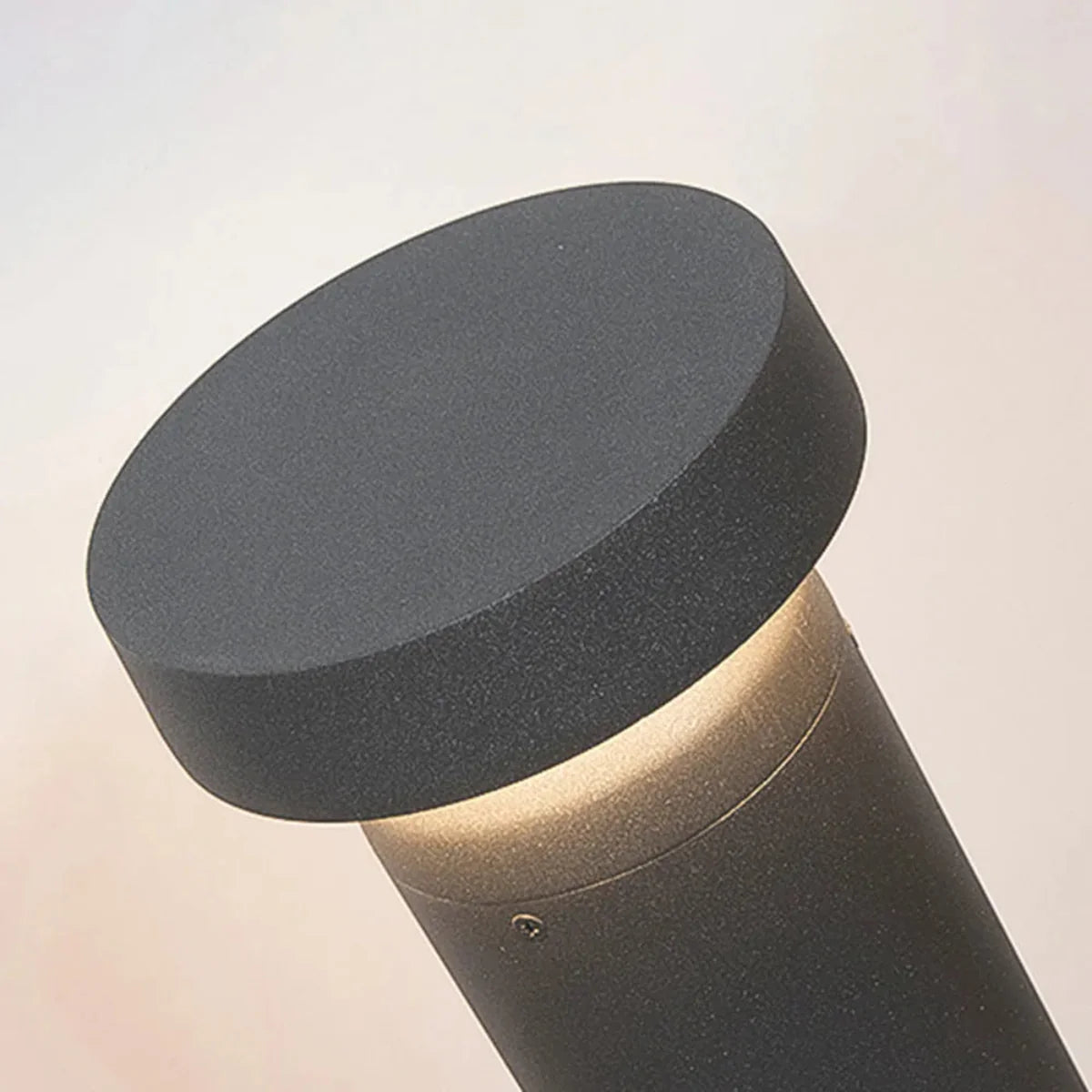 Irondale Minimalist Cylindrical Outdoor Pathway Lamp - Black Metal/Acrylic for Lawn