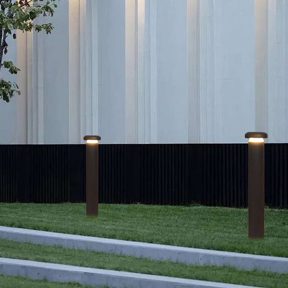 Irondale Minimalist Cylindrical Outdoor Pathway Lamp - Black Metal/Acrylic for Lawn