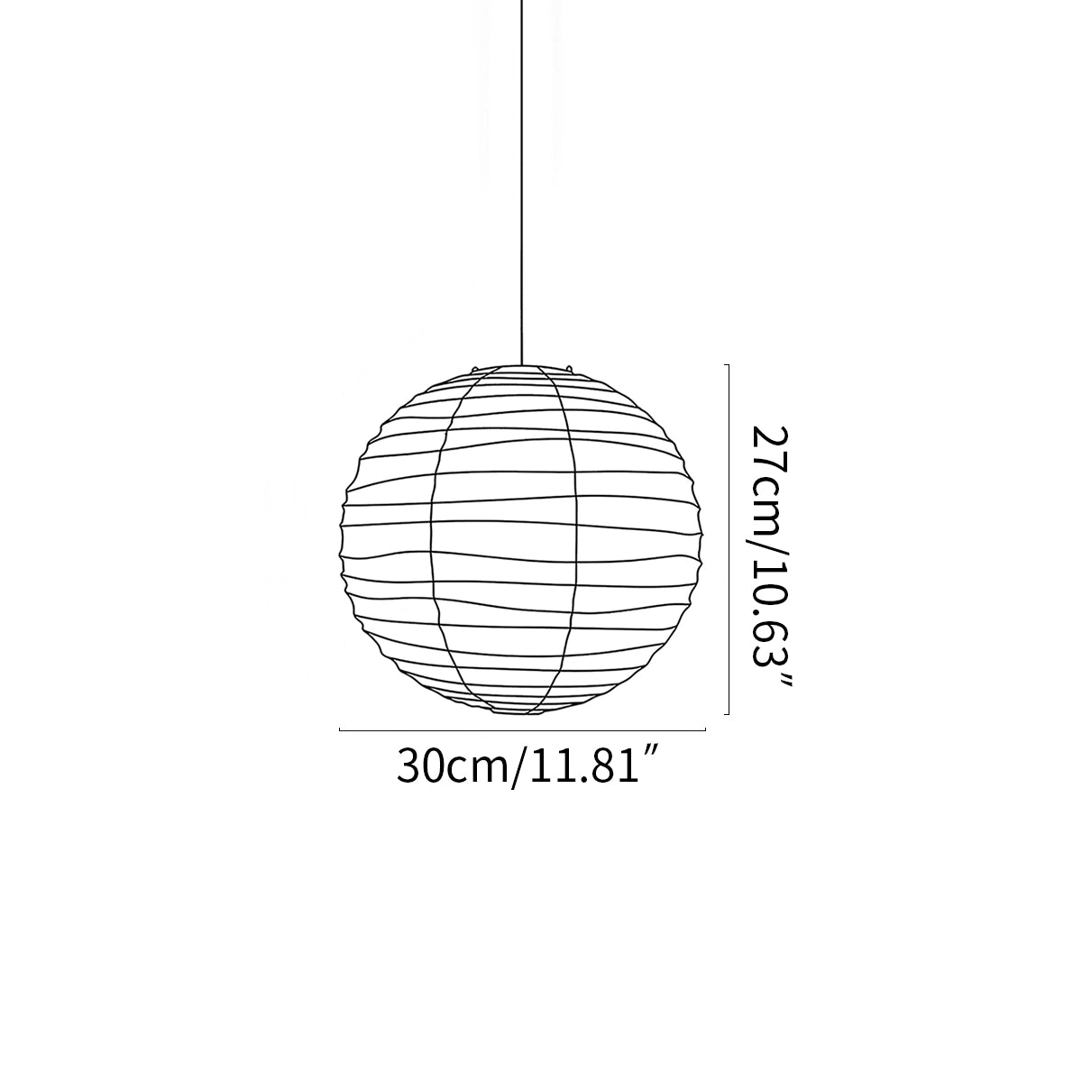 Nuvlight paper lantern pendant lamp size