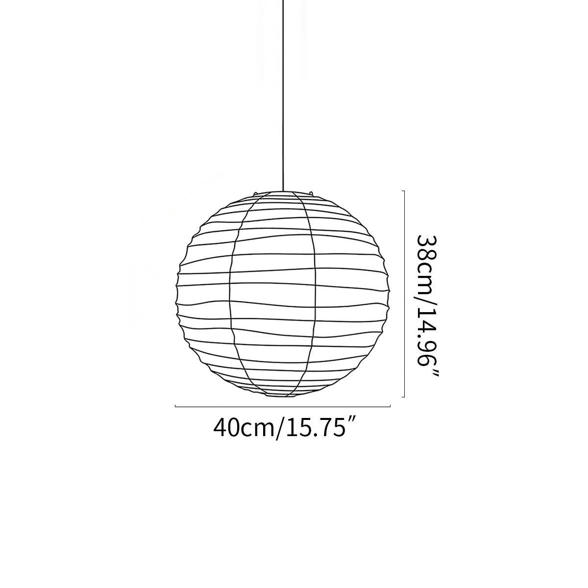 Nuvlight paper lantern pendant lamp size