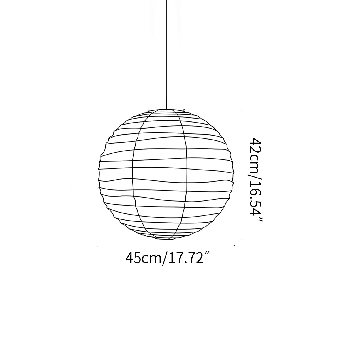 Nuvlight paper lantern pendant lamp size