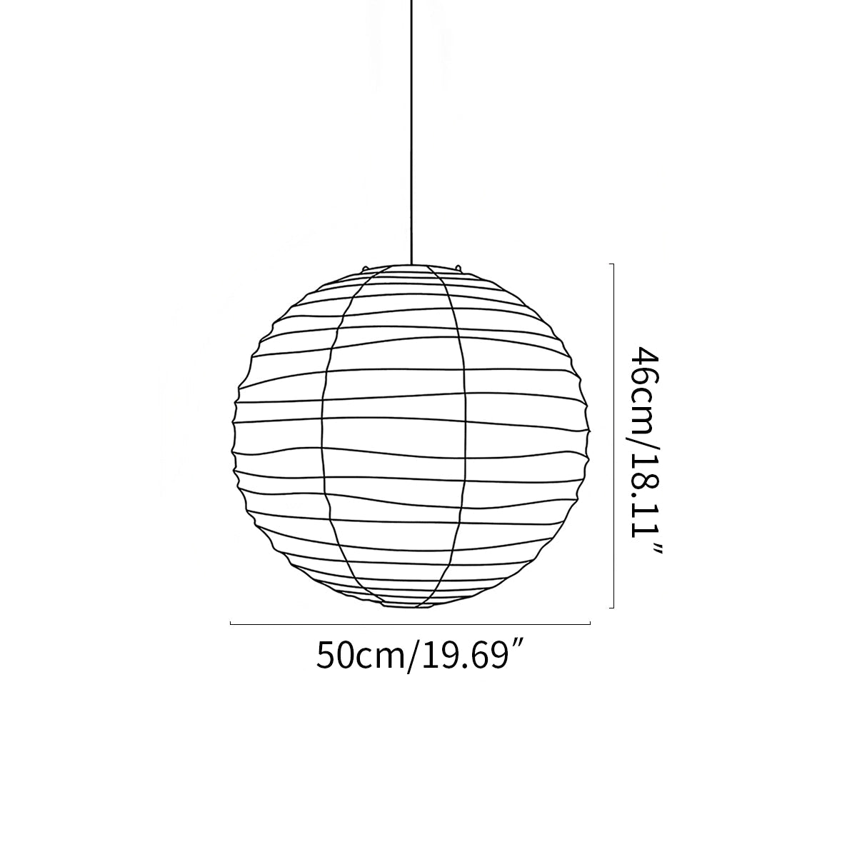 Nuvlight paper lantern pendant lamp size