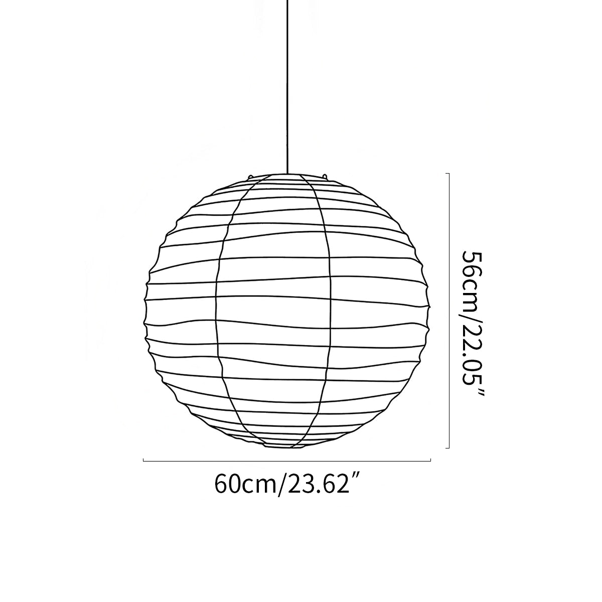 Nuvlight paper lantern pendant lamp size