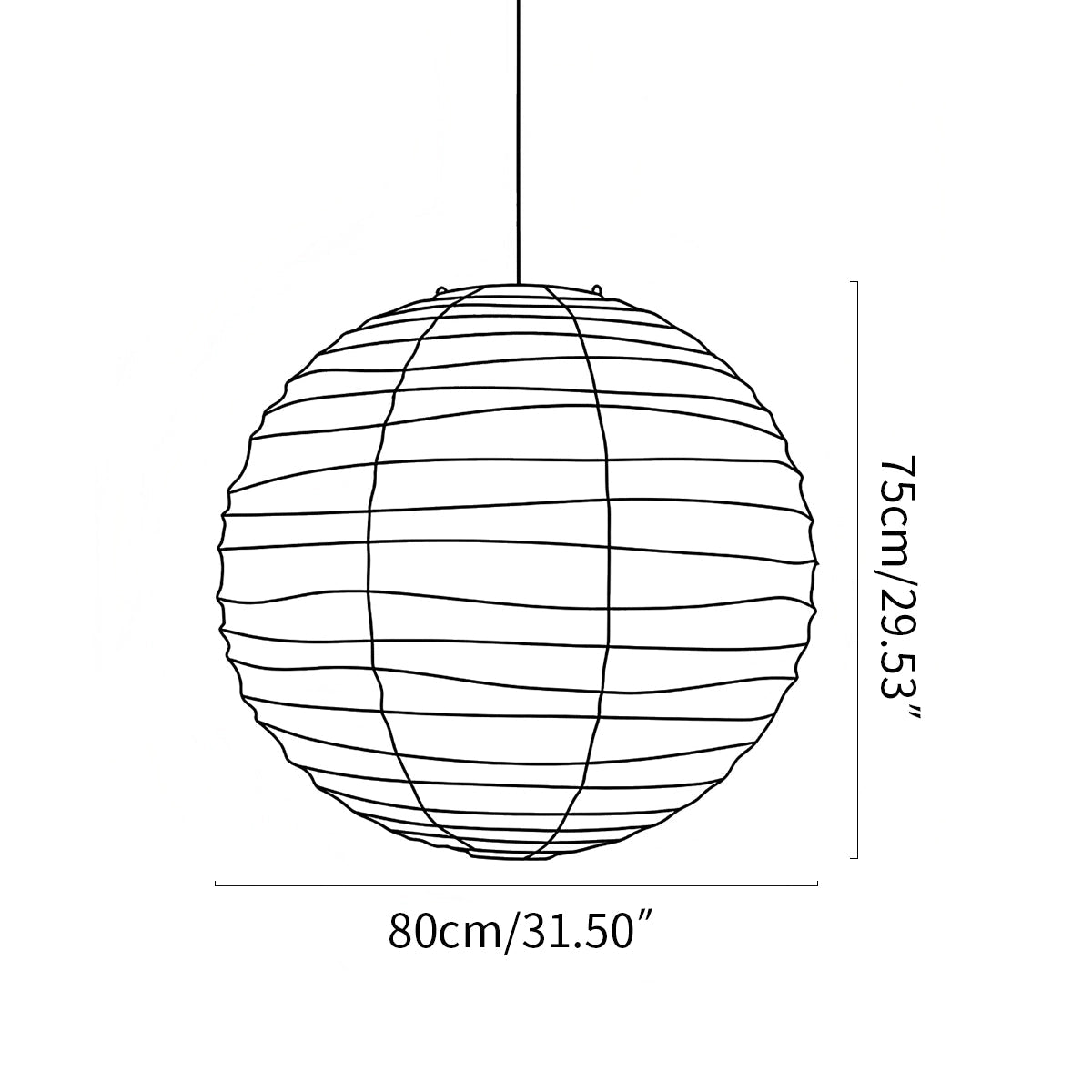 Nuvlight paper lantern pendant lamp size
