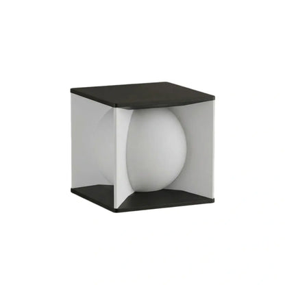Lunara Art Deco Solar Outdoor Pillar Light - Black Metal Square Moon for Courtyard/Garden