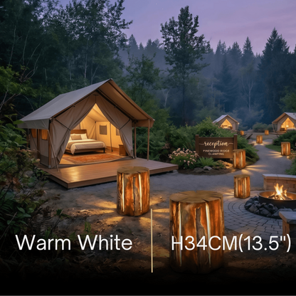 Botanica Art Deco Tree Stump Outdoor Lamp – Natural Wood-Look Resin for Courtyard/Garden
