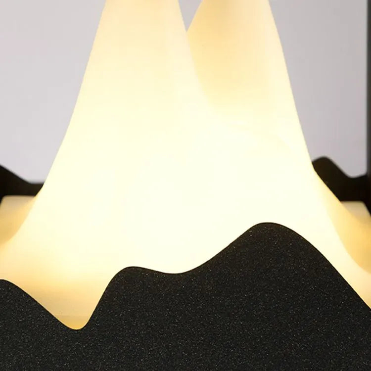 Lunara Designer Metal Outdoor Path Lamp - Black Square Mountain Shape Garden/Pillar Lights