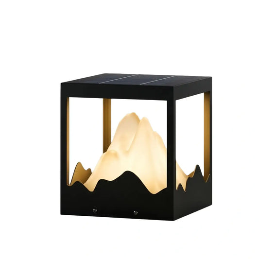 Nuvlight Metal Outdoor Path Lamp - Black Square Mountain Shape Garden/Pillar Lights