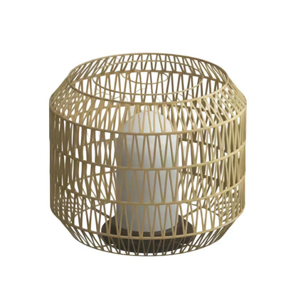 Zenno Farmhouse Outdoor Lamp - Wood & Metal Rattan Lantern