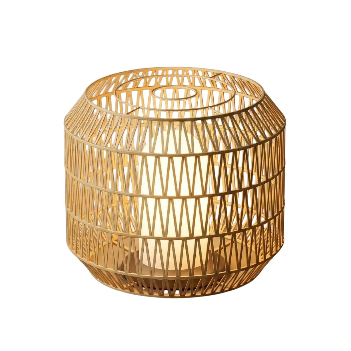 Zenno Farmhouse Outdoor Lamp - Wood & Metal Rattan Lantern