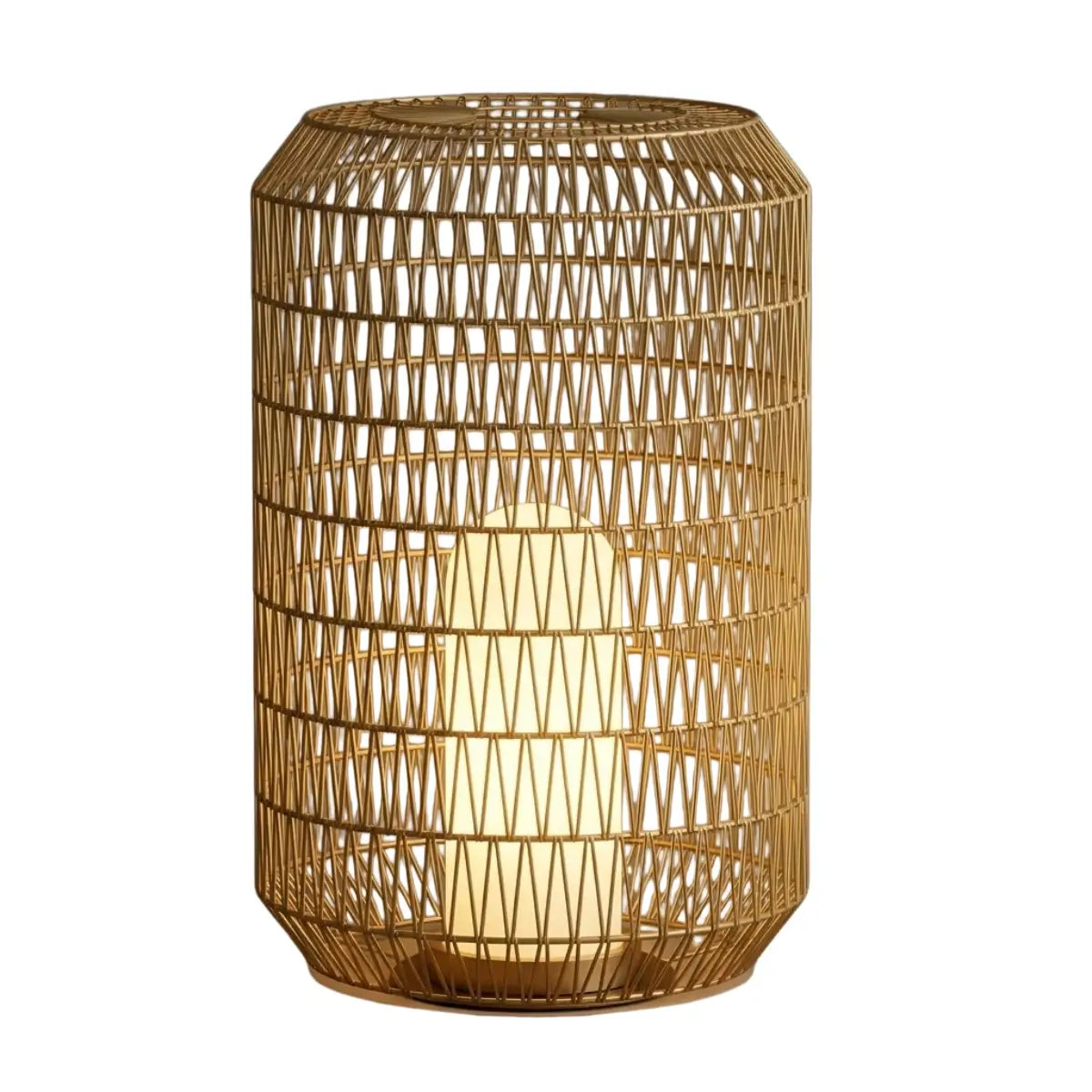 Zenno Farmhouse Outdoor Lamp - Wood & Metal Rattan Lantern