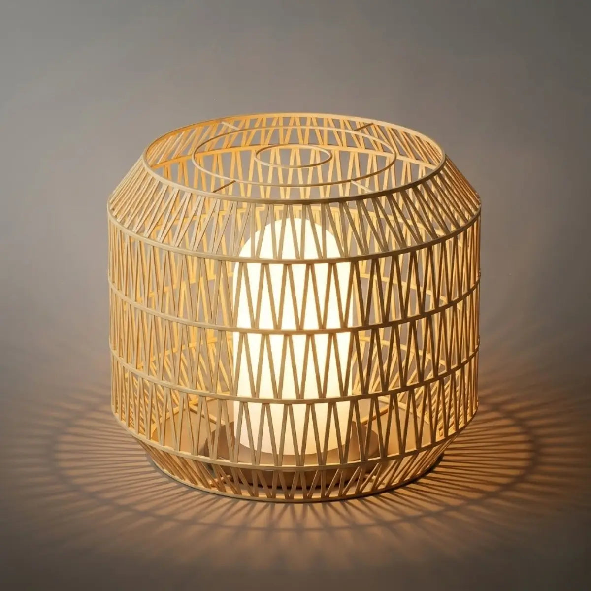 Zenno Farmhouse Outdoor Lamp - Wood & Metal Rattan Lantern