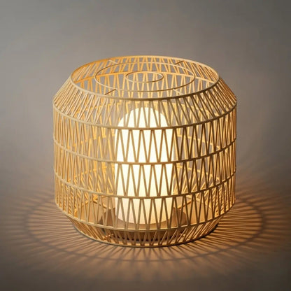 Zenno Farmhouse Outdoor Lamp - Wood & Metal Rattan Lantern