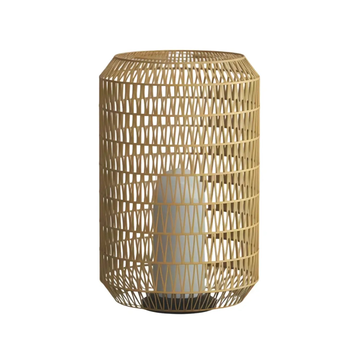 Zenno Farmhouse Outdoor Lamp - Wood & Metal Rattan Lantern