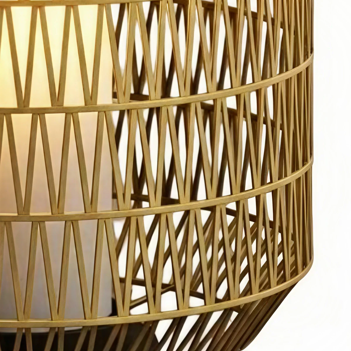 Zenno Farmhouse Outdoor Lamp - Wood & Metal Rattan Lantern