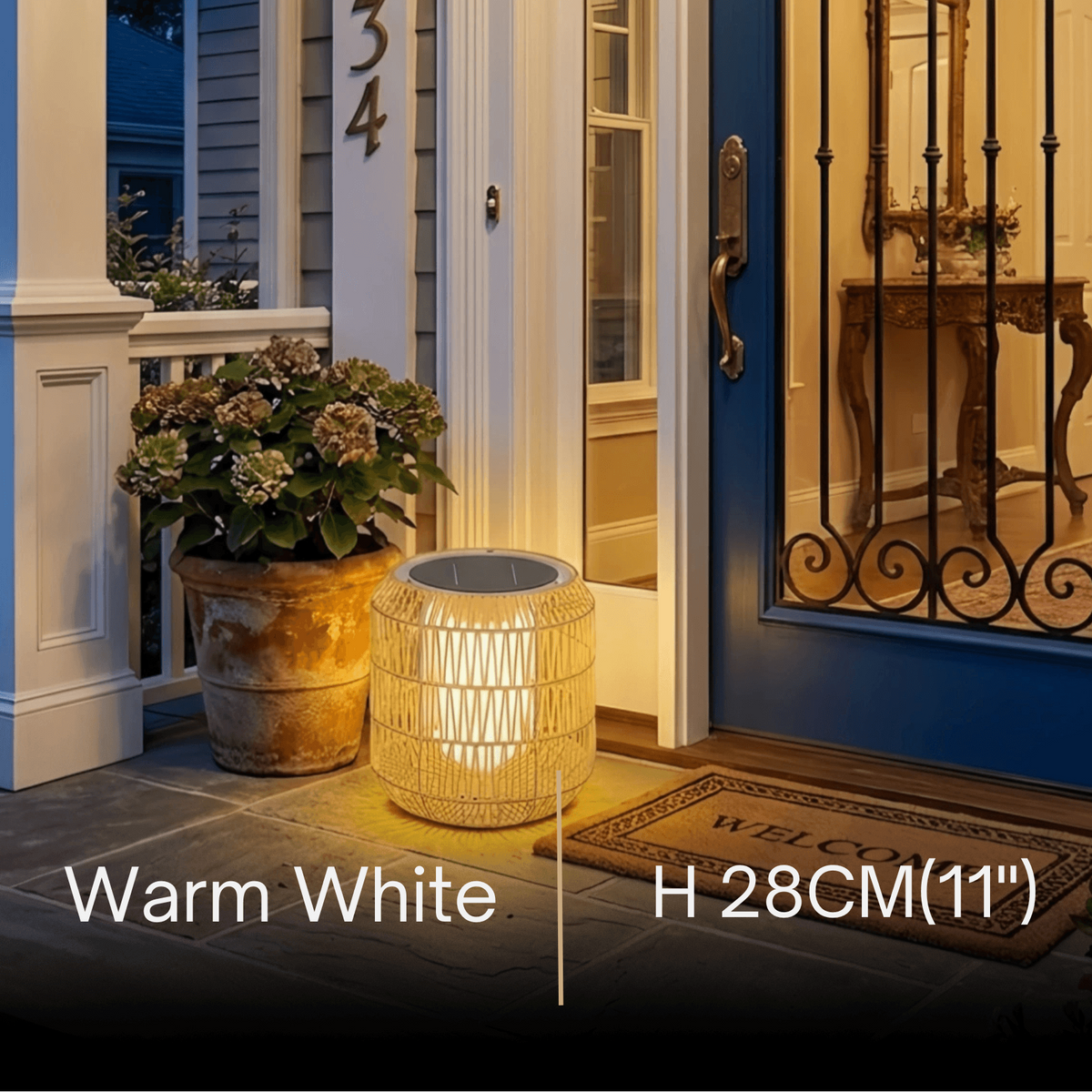 Zenno Farmhouse Outdoor Lamp - Wood & Metal Rattan Lantern