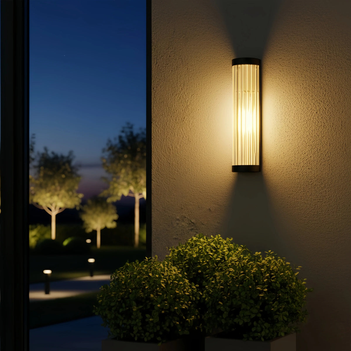 Irondale Modern Black LED Outdoor Wall Sconce – Waterproof Light for Garden/Courtyard
