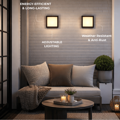 Arcato Geometric Matte Black Outdoor Wall Light – Modern LED Sconce for Patio & Entryway