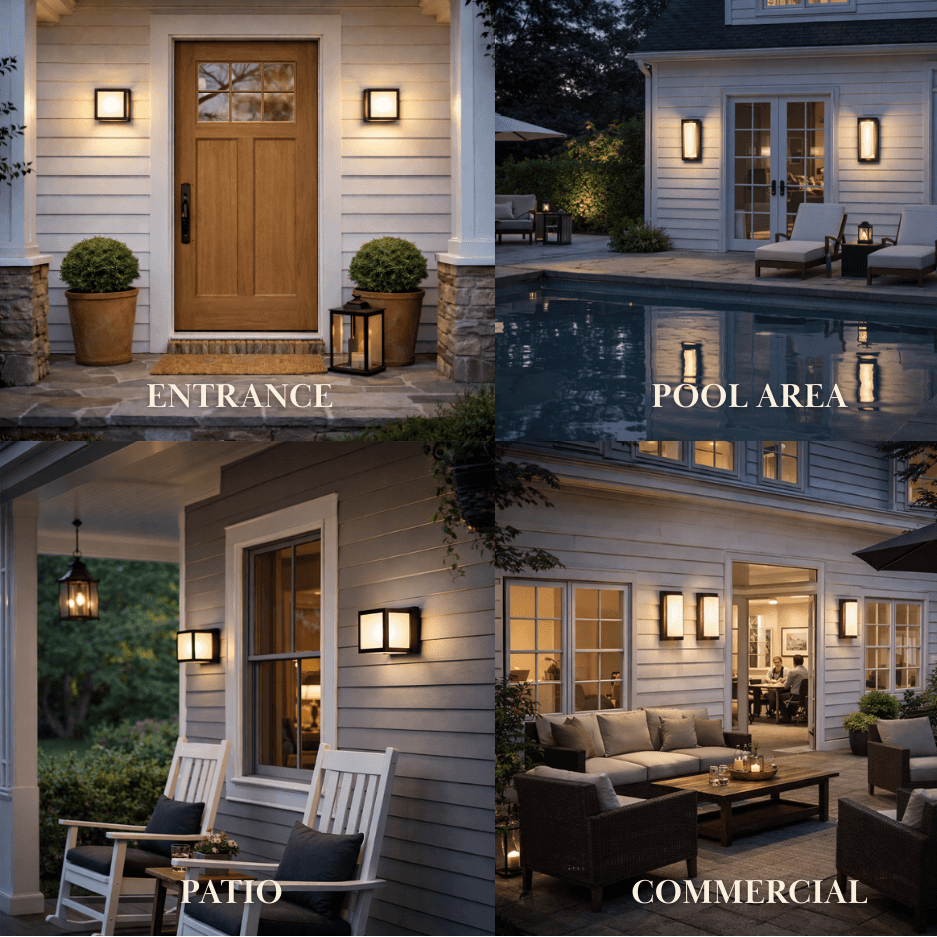 Arcato Geometric Matte Black Outdoor Wall Light – Modern LED Sconce for Patio & Entryway