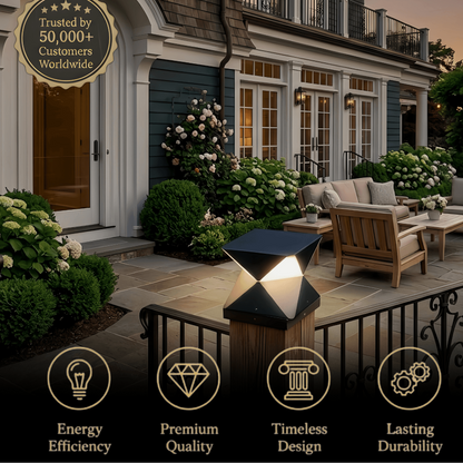 Modern Geometric Outdoor Floor Lamp – Black Meta&Glass for Garden/Patio