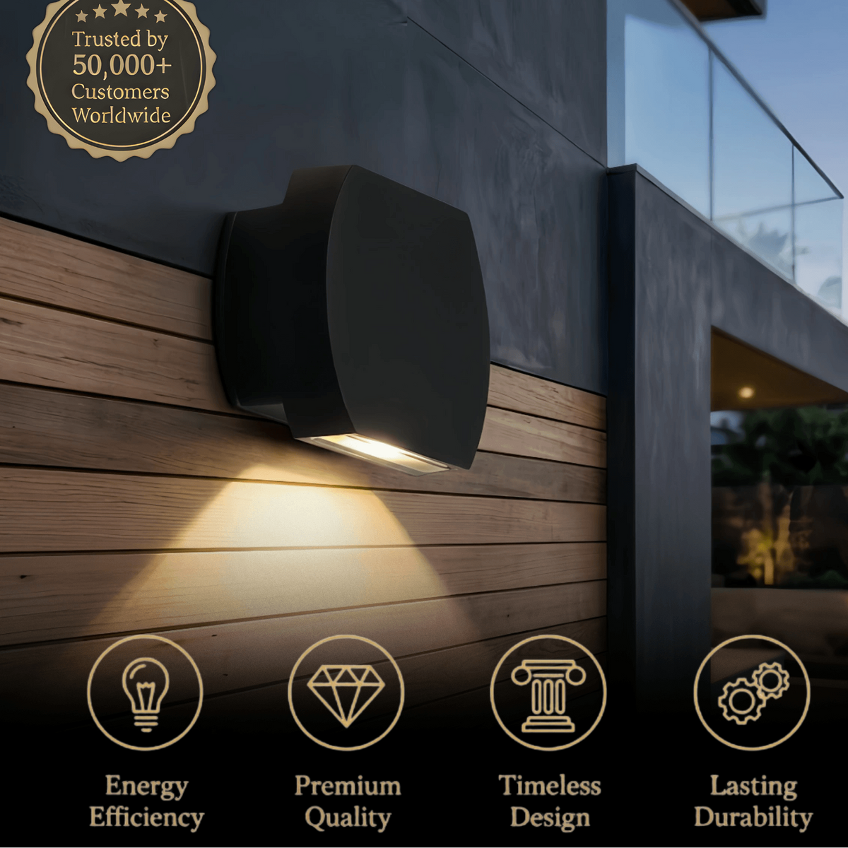 Irondale Modern Geometric Outdoor Wall Lamp - Black/Grey Metal for Garden