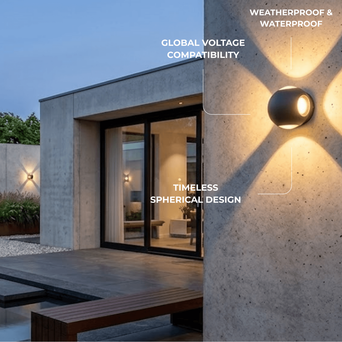 Irondale Modern Globular Outdoor Wall Lamp - Black Metal for Garden