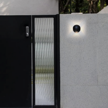 Irondale Modern Globular Outdoor Wall Lamp - Black Metal for Garden