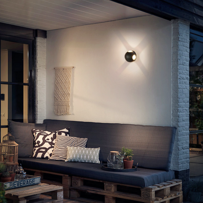 Irondale Modern Globular Outdoor Wall Lamp - Black Metal for Garden