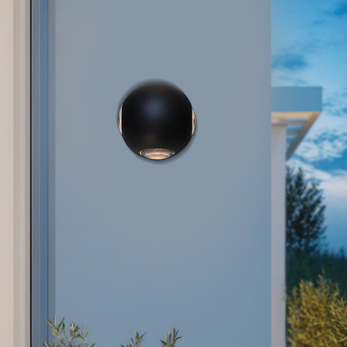 Irondale Modern Globular Outdoor Wall Lamp - Black Metal for Garden