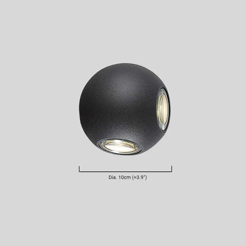 Irondale Modern Globular Outdoor Wall Lamp - Black Metal for Garden