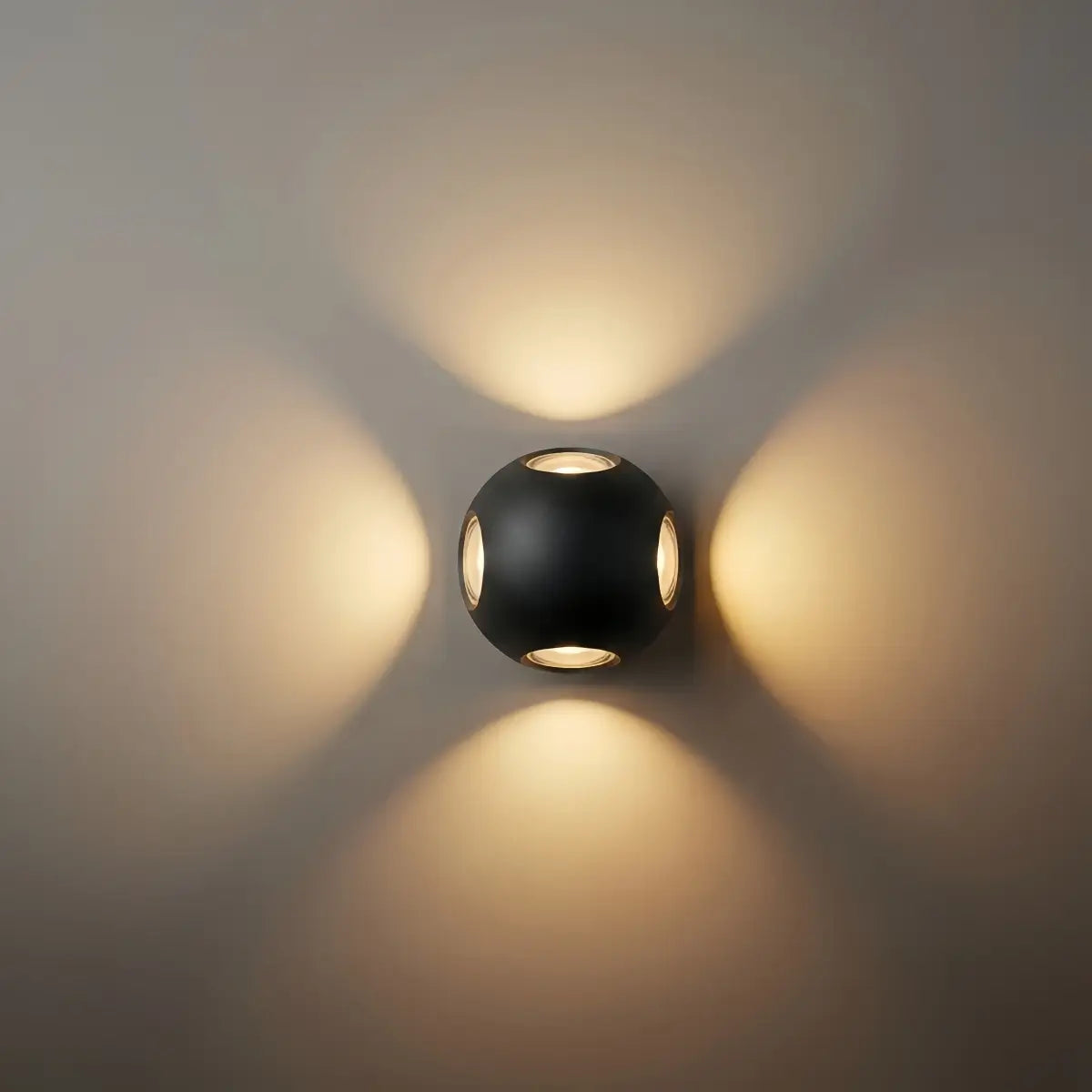 Irondale Modern Globular Outdoor Wall Lamp - Black Metal for Garden