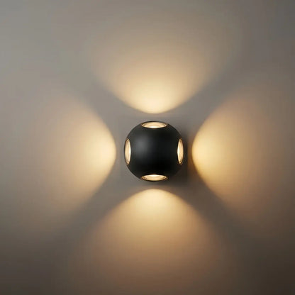 Irondale Modern Globular Outdoor Wall Lamp - Black Metal for Garden