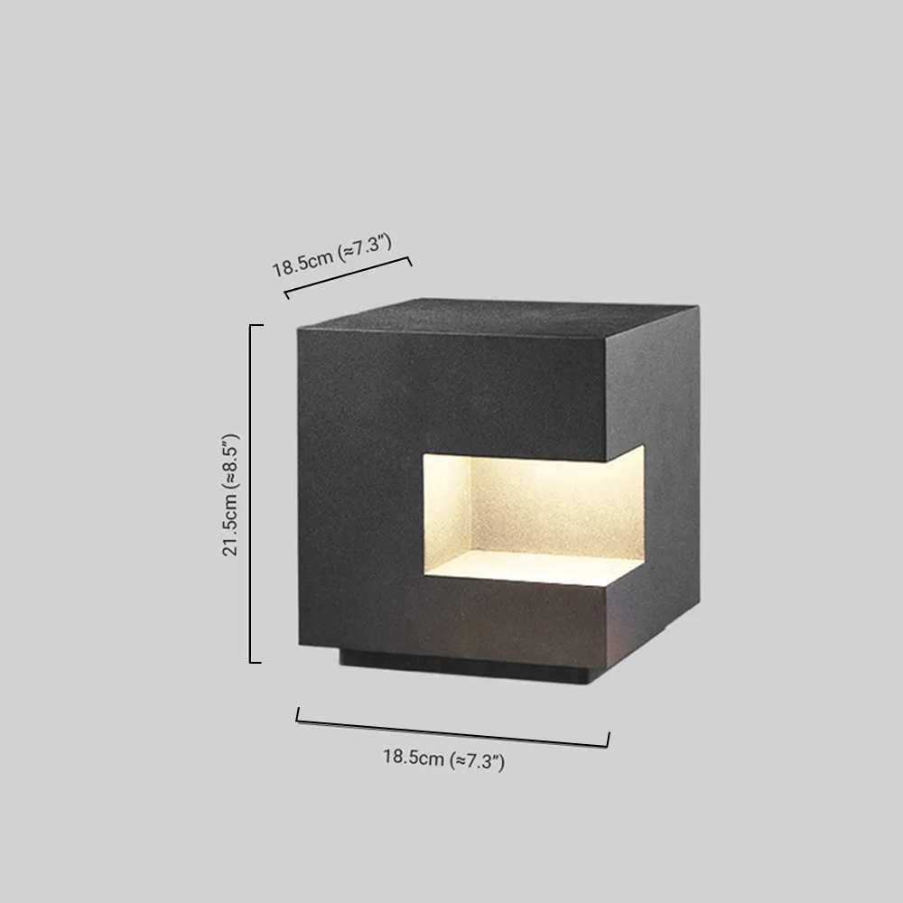 Arcato Modern Square Outdoor Pillar Light - Black Metal for Courtyard