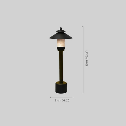 Irondale Modern Hooded Outdoor Pathway Light - Black Metal/Marble for Lawn