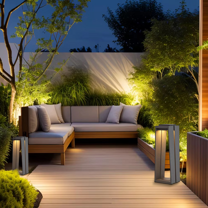 Arcato Industrial Metal & Glass Outdoor Floor Lamp - Black Frame for Garden
