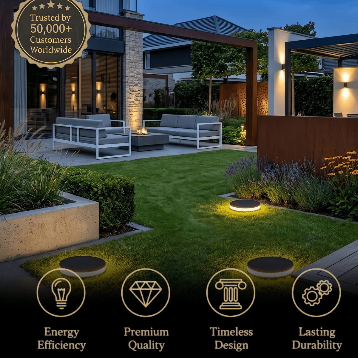 Irondale Industrial Outdoor Deck Step Lights - Black Round Metal Design for Garden