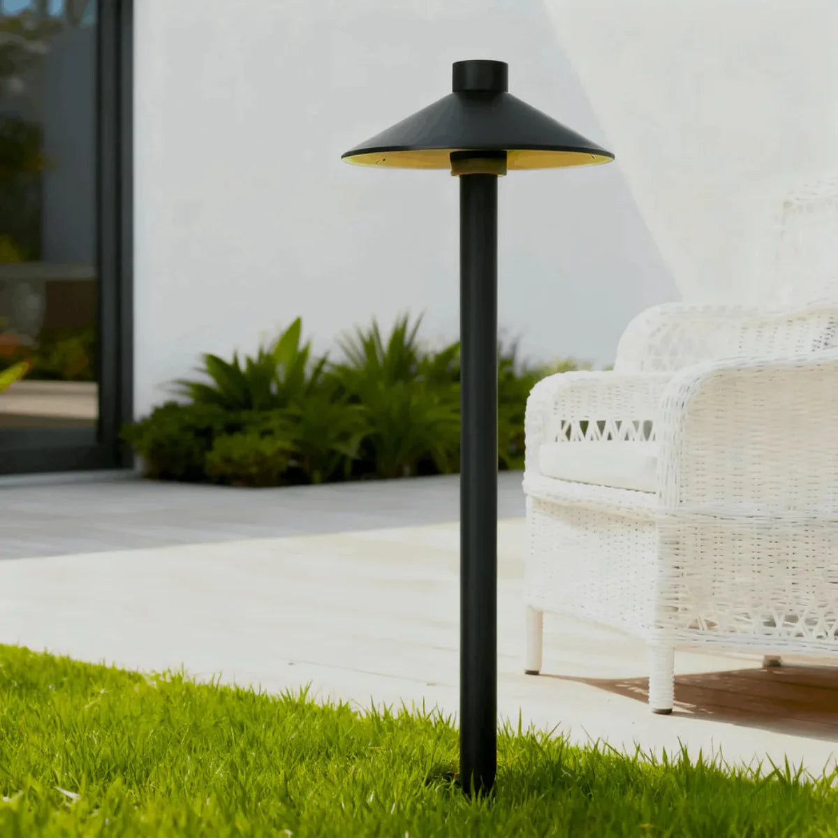 Nuvlight Modern Black Hooded Outdoor Path Light – Waterproof Garden Lighting