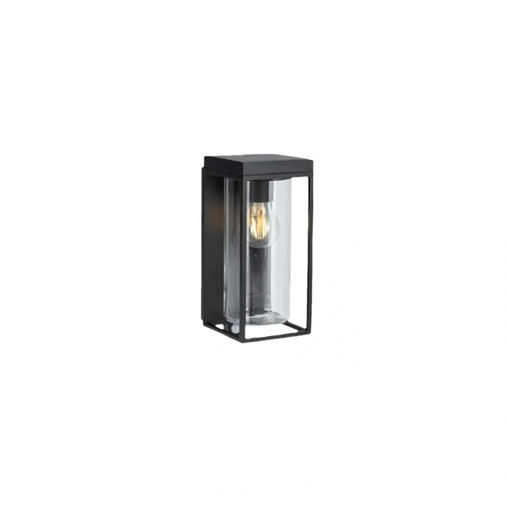 Irondale Modern Rectangular Solar Wall Sconce with Sensor – Black Metal/Glass Outdoor