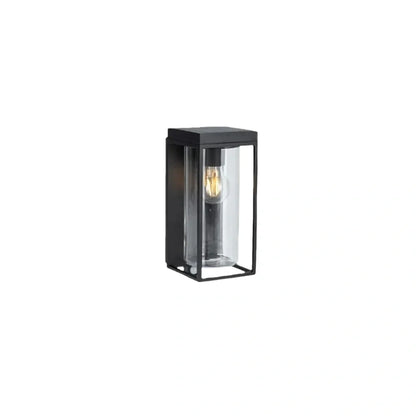 Irondale Modern Rectangular Solar Wall Sconce with Sensor – Black Metal/Glass Outdoor