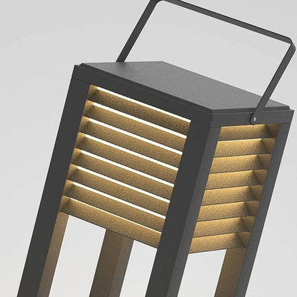 Irondale Modern Solar Outdoor Floor Lamp – Rectangular Black Lantern Light Garden/Patio