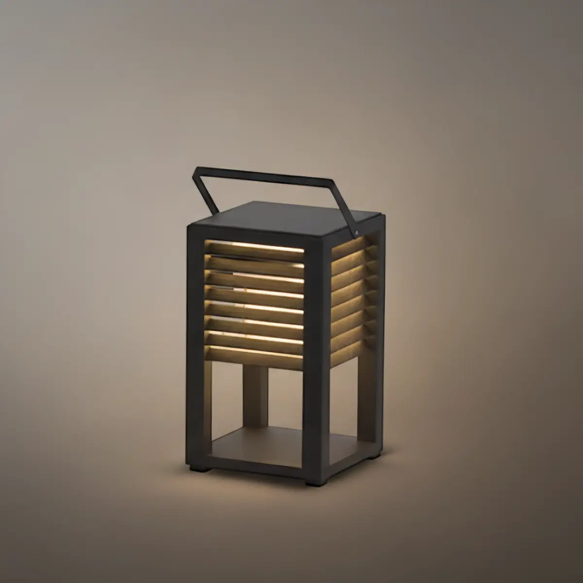 Nuvlight Modern Solar Outdoor Floor Lamp – Rectangular Black Lantern Light Garden/Patio