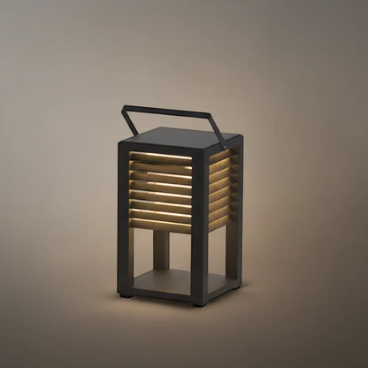 Nuvlight Modern Solar Outdoor Floor Lamp – Rectangular Black Lantern Light Garden/Patio