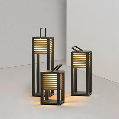 Irondale Modern Solar Outdoor Floor Lamp – Rectangular Black Lantern Light Garden/Patio