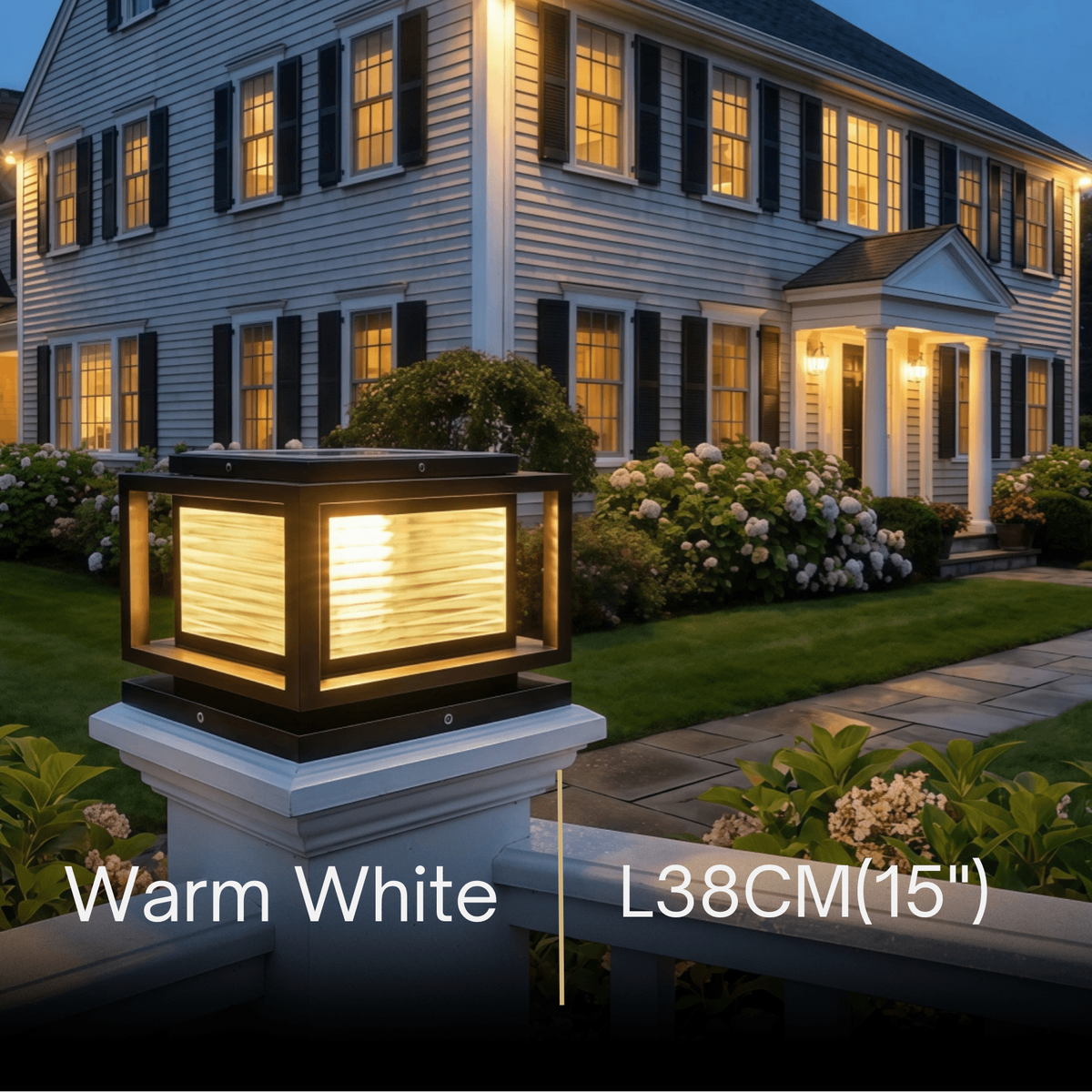 Arcato Modern LED Outdoor Pillar Lights - Black Metal/Glass Solar Rectangular Garden
