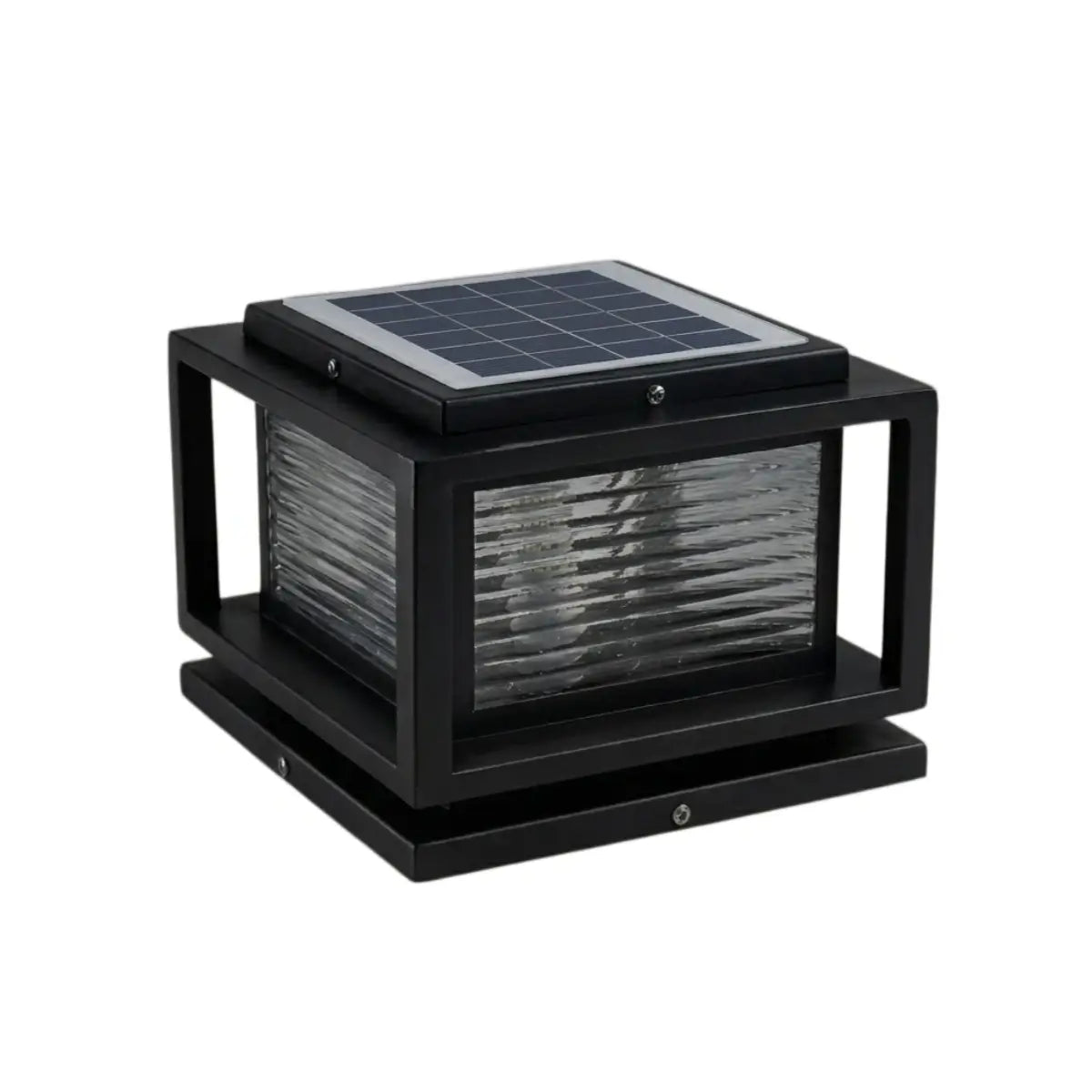 Arcato Modern LED Outdoor Pillar Lights - Black Metal/Glass Solar Rectangular Garden